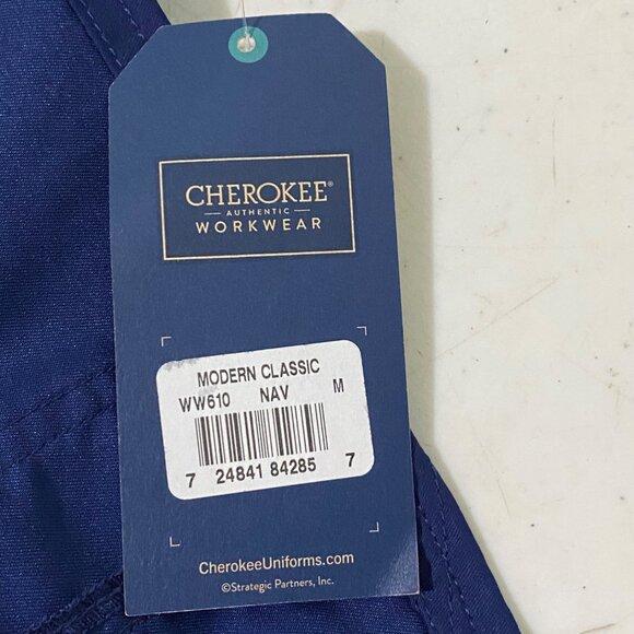Cherokee Workwear Womens Scrub Top M Navy Blue Medical Dental Vet Tech Uniform - Picture 7 of 7